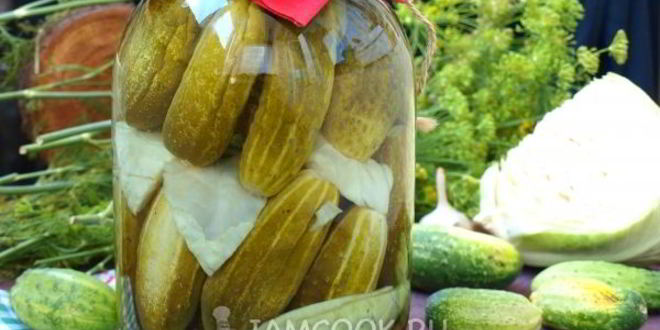 Рецепт огурцов, маринованных с капустой