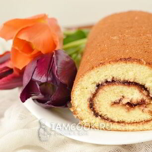 Рецепт Бисквитного рулета с повидлом