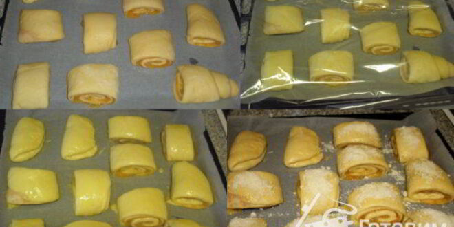 Рецепт дрожжевых рулетиков с яблочным повидлом