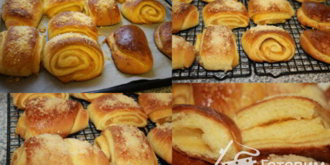 Рецепт дрожжевых рулетиков с яблочным повидлом