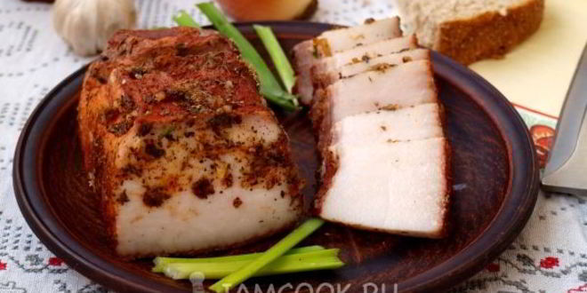 Рецепт сала в луковой шелухе