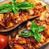 Рецепт Баклажановых лодочек с фаршем