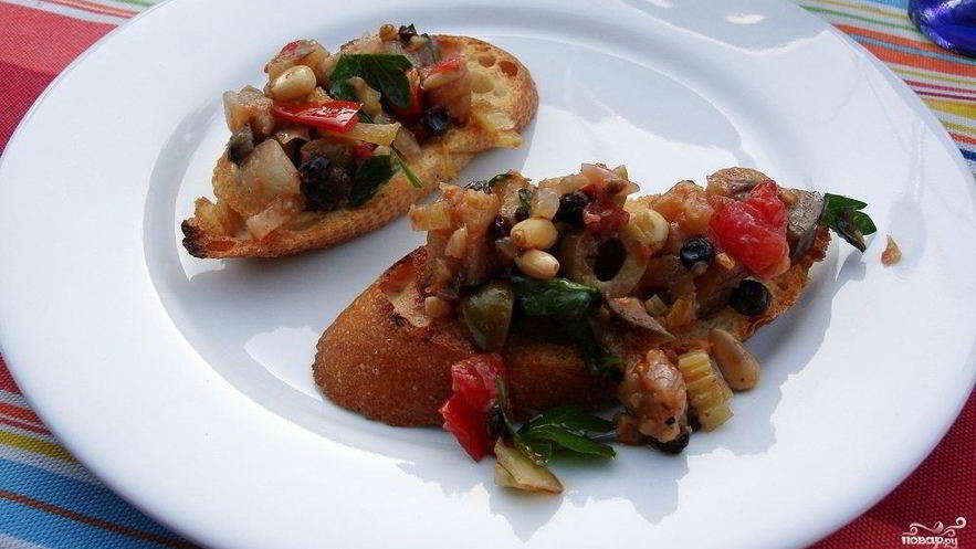 Рецепт брускетты с баклажанами