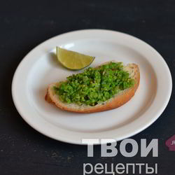 Рецепт Брускетты с зеленым горошком