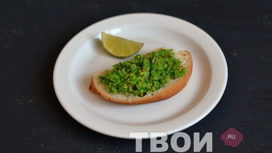 Рецепт брускетты с зеленым горошком