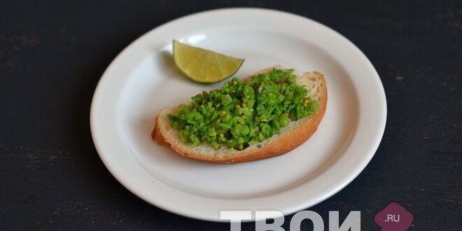 Рецепт брускетты с зеленым горошком