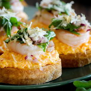 Рецепт Брускетт с тыквой и креветками