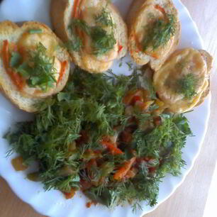 Рецепт Горячих бутербродов с овощами и сыром