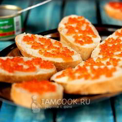 Рецепт Бутербродов с красной икрой
