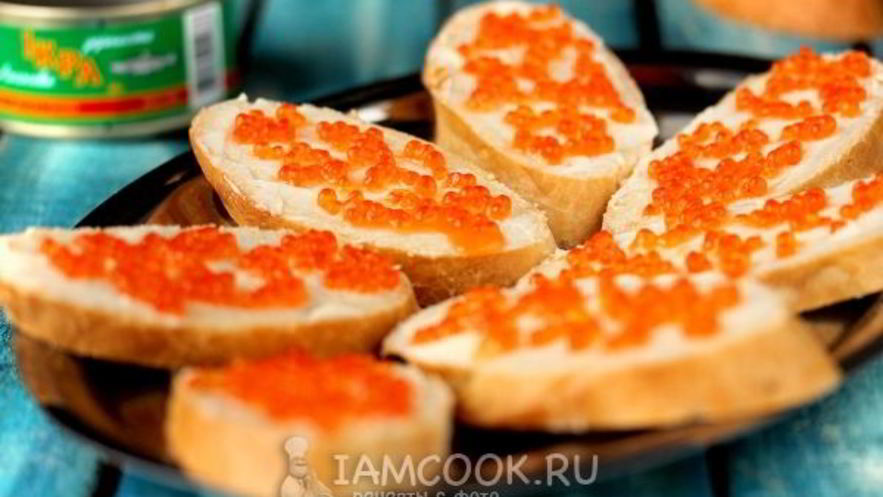Рецепт бутербродов с красной икрой