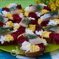 Рецепт Праздничных бутербродов с сельдью