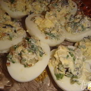 Рецепт Фаршированных яиц Завтрак на траве