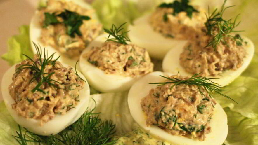 Рецепт яиц, фаршированных грибами