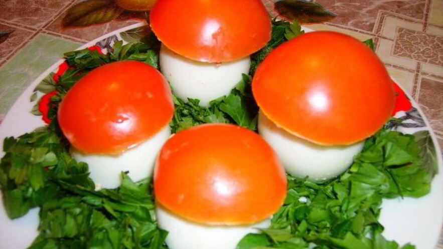 Рецепт яиц фаршированных грибная полянка