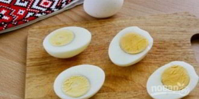 Рецепт яиц, фаршированных крабовыми палочками и огурцом