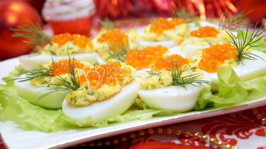 Рецепт яиц фаршированных красной икрой
