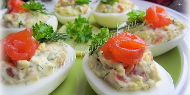 Рецепт яиц, фаршированных красной рыбой