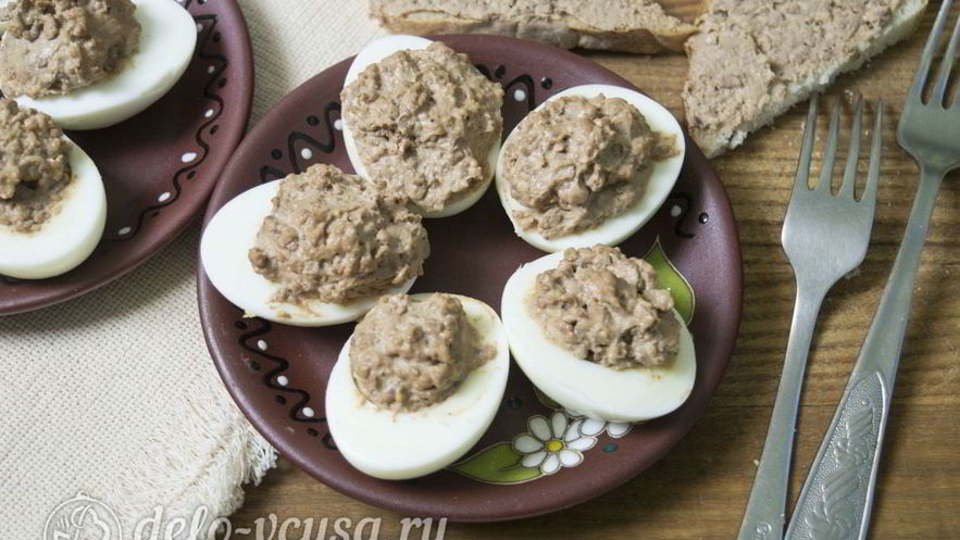 Рецепт яиц фаршированных куриной печенью