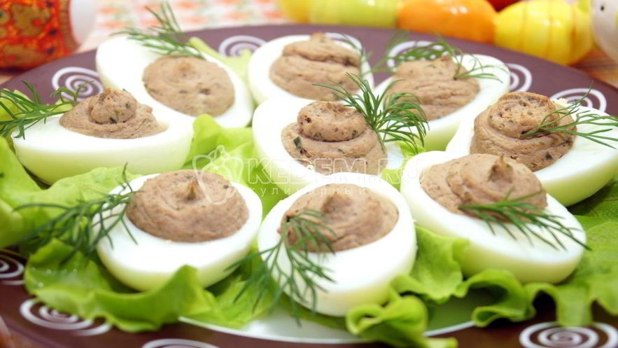 Рецепт яиц фаршированных печенью