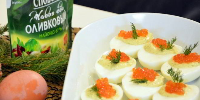 Рецепт яиц, фаршированных с икрой
