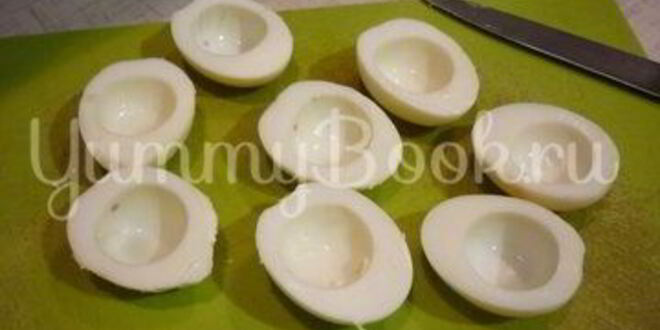 Рецепт яиц, фаршированных тунцом и свежим огурцом