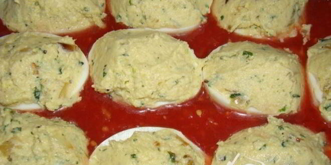 Рецепт запеченных фаршированных яиц