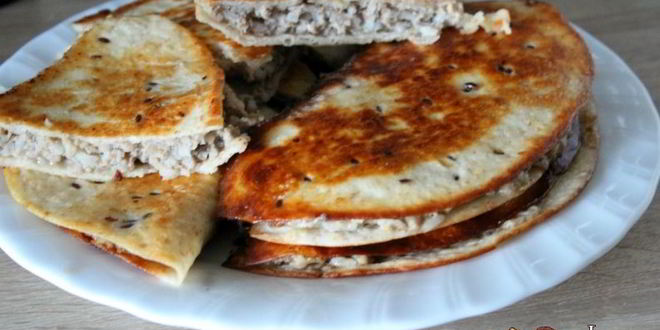 Рецепт горячей закуски из тортильи с мясом и рисом