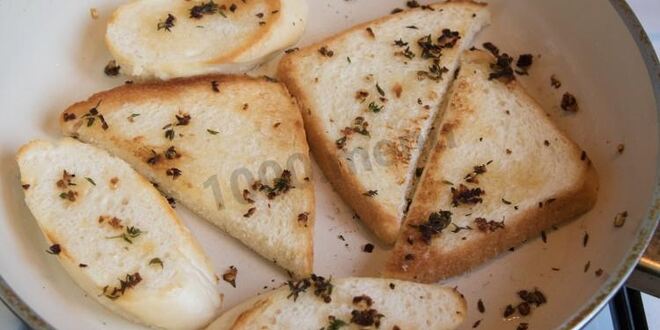 Рецепт гренков из белого хлеба на сковороде