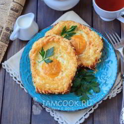 Рецепт Гренков с сыром и яйцом в духовке