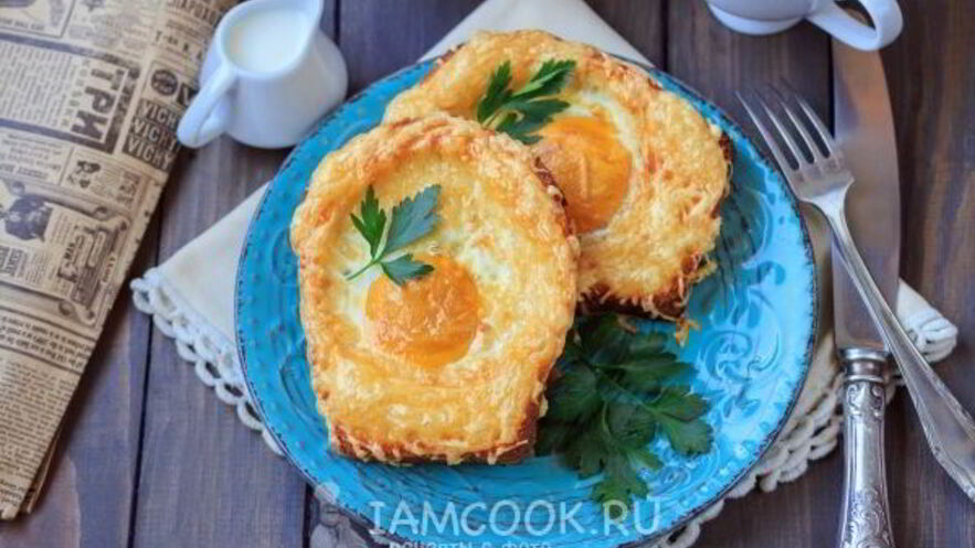 Рецепт гренков с сыром и яйцом в духовке