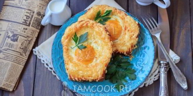 Рецепт гренков с сыром и яйцом в духовке