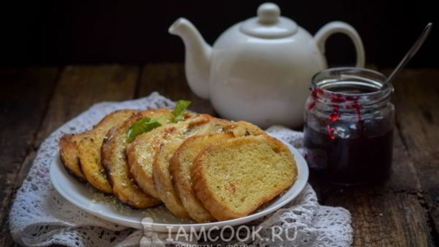 Рецепт сладких гренков из батона с молоком и яйцом