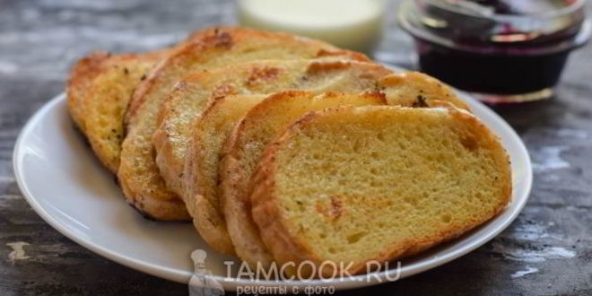 Рецепт сладких гренков из батона с молоком и яйцом