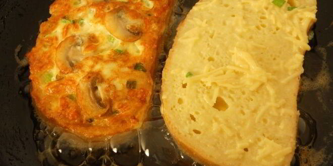 Рецепт сырных гренков с припеком из шампиньонов