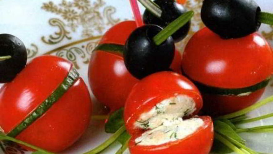 Рецепт канапе из черри с начинкой