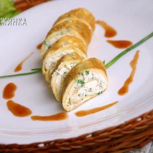 Рецепт Канапе из омлета с творогом