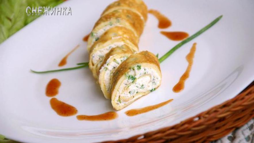 Рецепт канапе из омлета с творогом