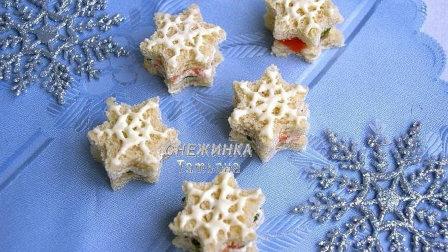 Рецепт канапе с красной рыбой снежинки