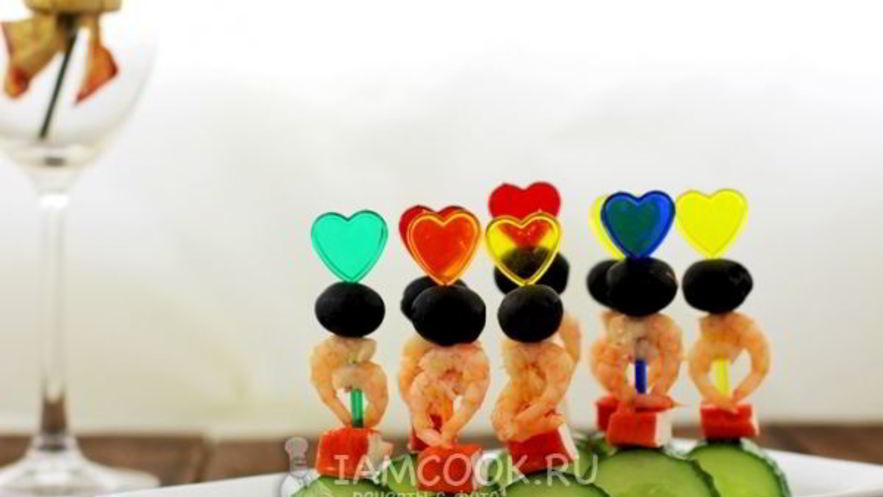 Рецепт канапе с креветками