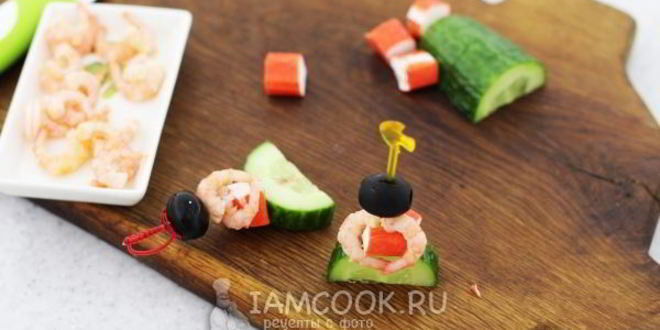 Рецепт канапе с креветками
