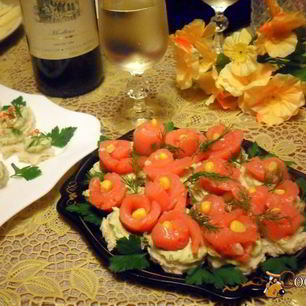 Рецепт Праздничных канапе Цветы для тебя