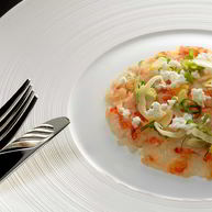 Рецепт Карпачча из креветок с мороженым из йогурта