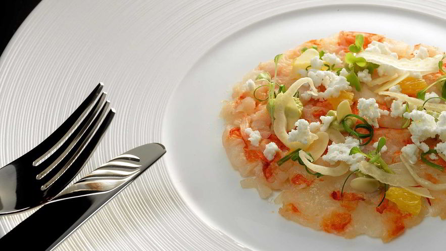 Рецепт карпачча из креветок с мороженым из йогурта