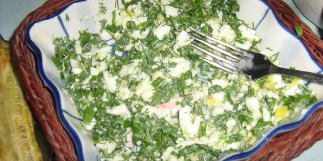 Рецепт легкой закуски из кабачков, зелени и руколы