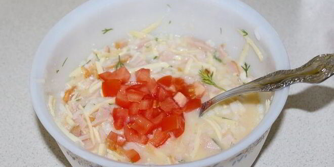 Рецепт фриттаты с копченой куринной грудкой и рисом