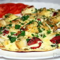 Рецепт Омлета с сосисками, сыром и хлебом