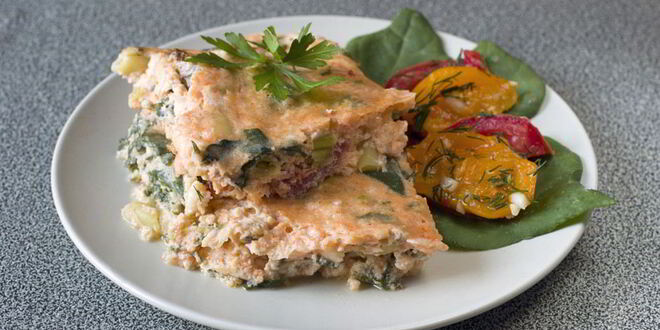 Рецепт творожного омлета с зеленью и овощами