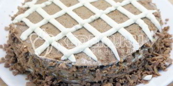 Рецепт блинного торта с печенью