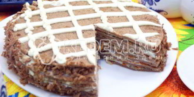 Рецепт блинного торта с печенью