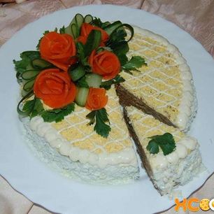 Рецепт Печеночного торта из говяжьей печени